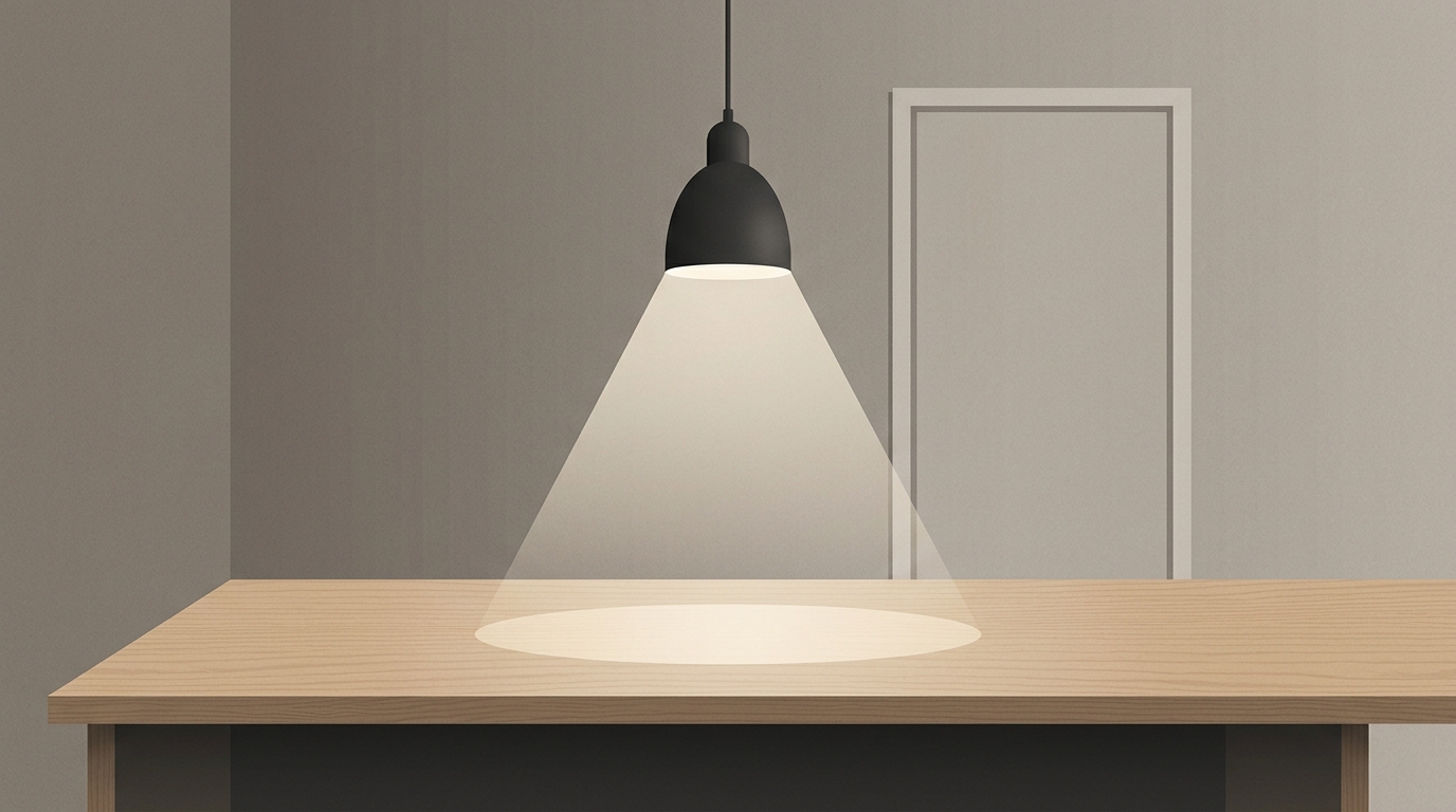 Clean desk with spotlight on.