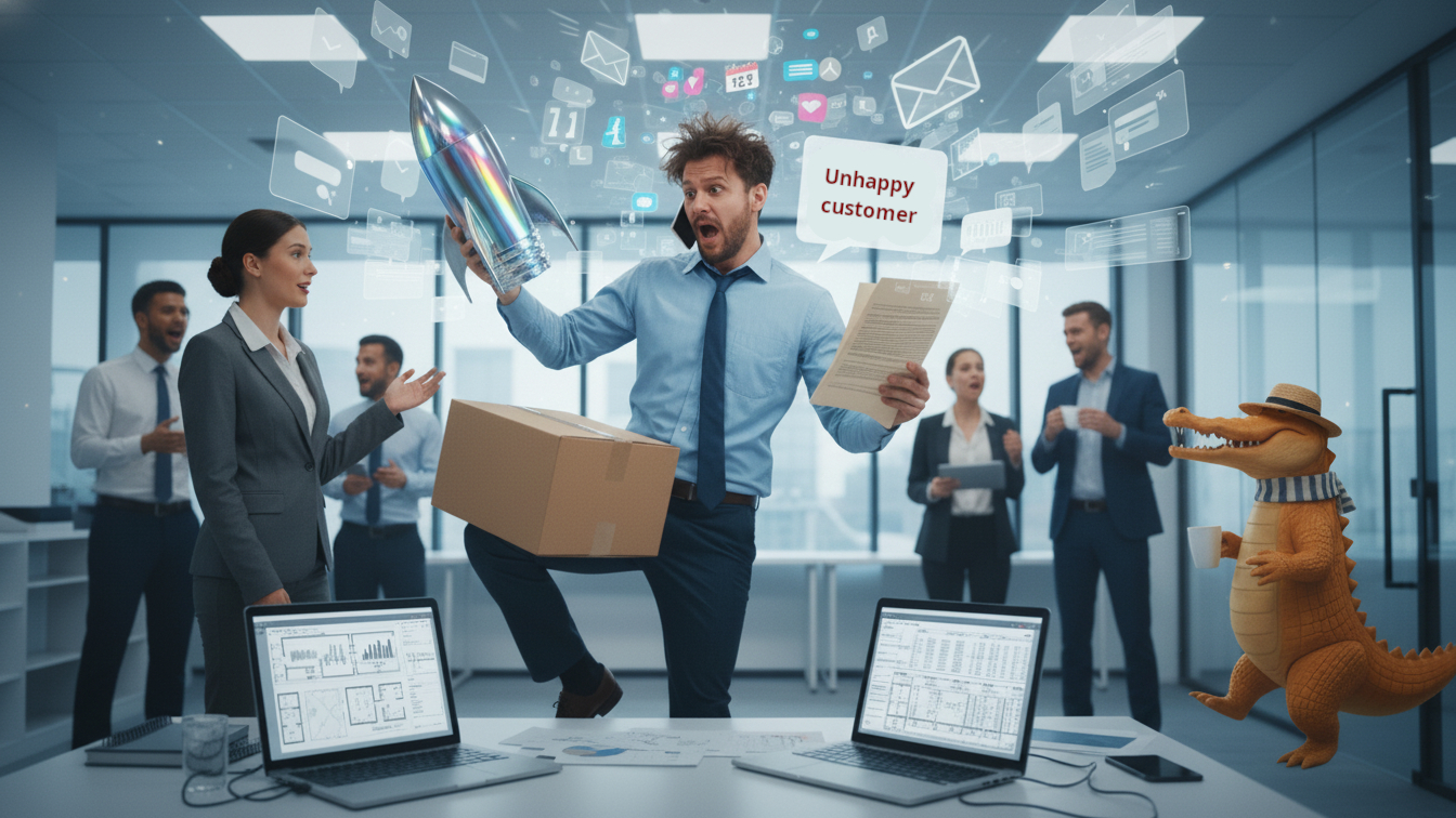 A fragmented entrepreneur doing multiple things at once.